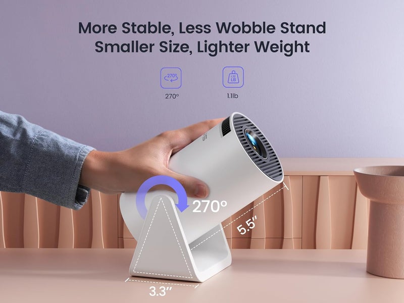 WiMiUS [Short Throw/Adjustable Stand]Mini projector with WiFi and Bluetooth, 2025 Upgrade Outdoor Portable Movie Projector 1080P, Auto Vertical Keystone, Home Projector for Phone/TV Stick, S27 (White) - Image 3